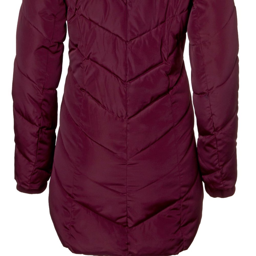 Merlot Semi Memory Hooded Chevron Quilted Coat Siz